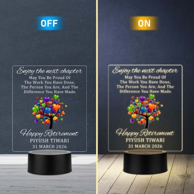 Personalized Retirement UV Print LED Lamp  Enjoy The Next Chapter   Acrylic Light